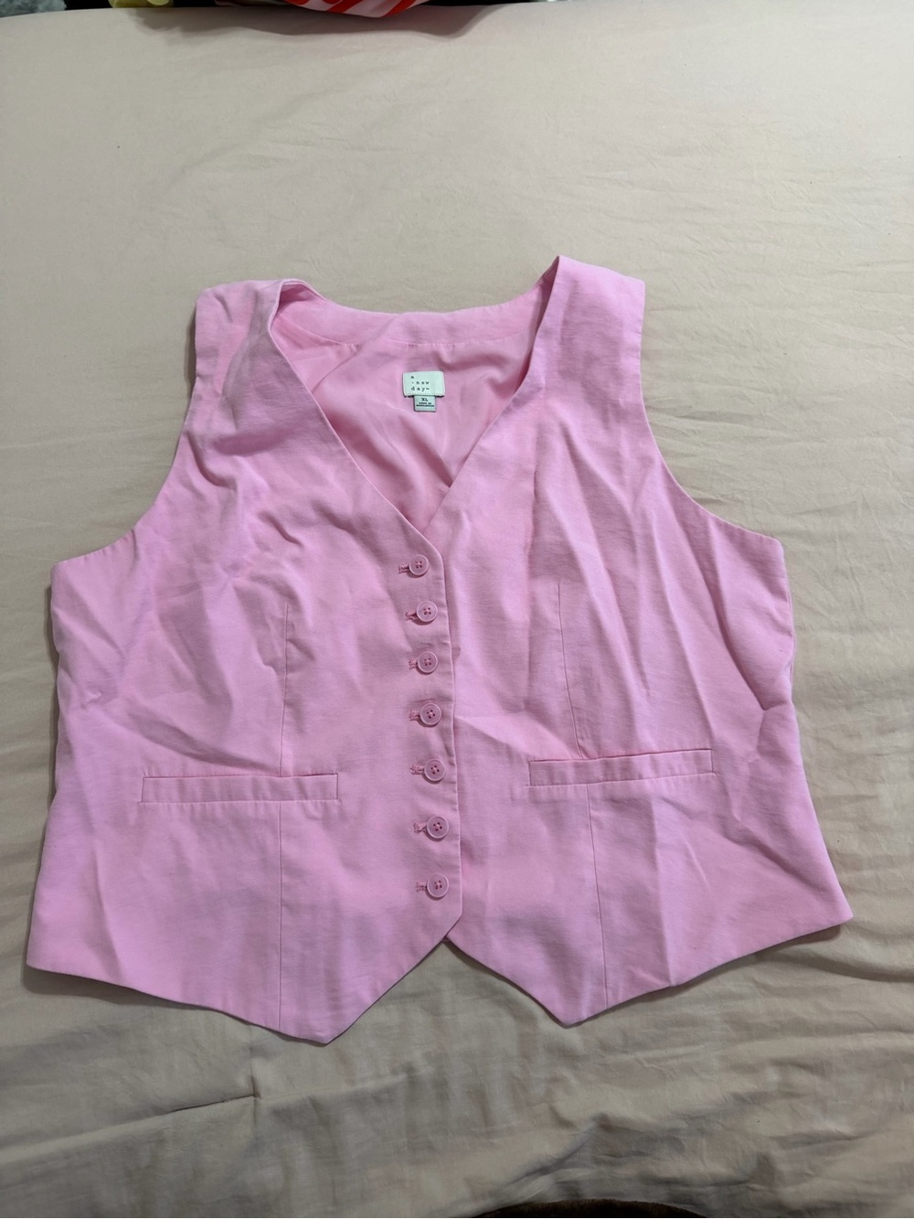 Pink Button-Front Women's Vest
